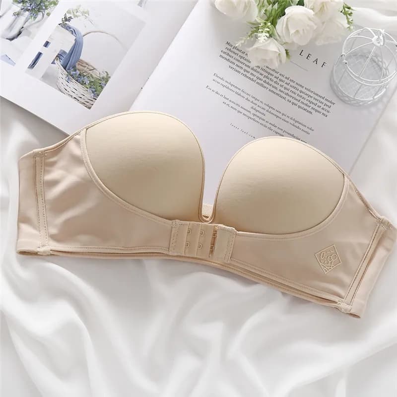 Soutien-gorge à fermeture frontale pour femmes, Push Up, sans bretelles, sans couture, sous-vêtement