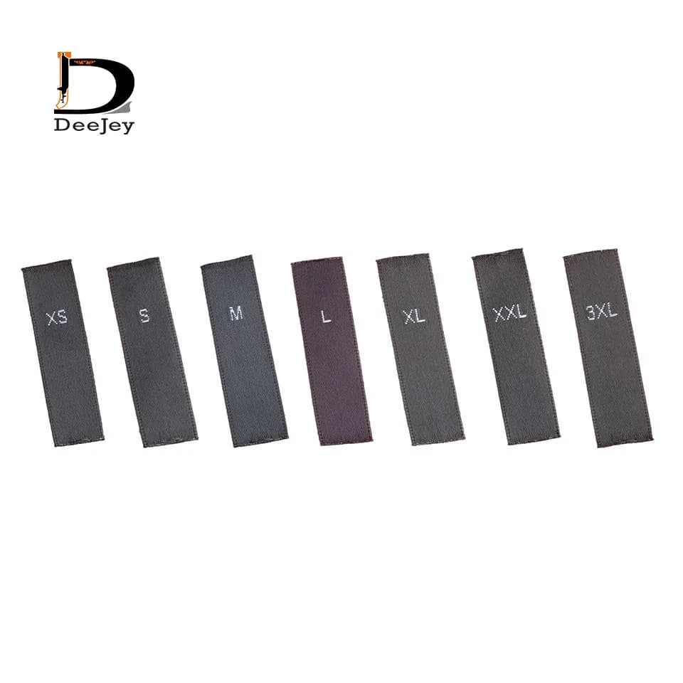 Stock 1.2x4 cm taille étiquette satiné tissé onglet lisse étiquettes noir base vêtement accessoires 
