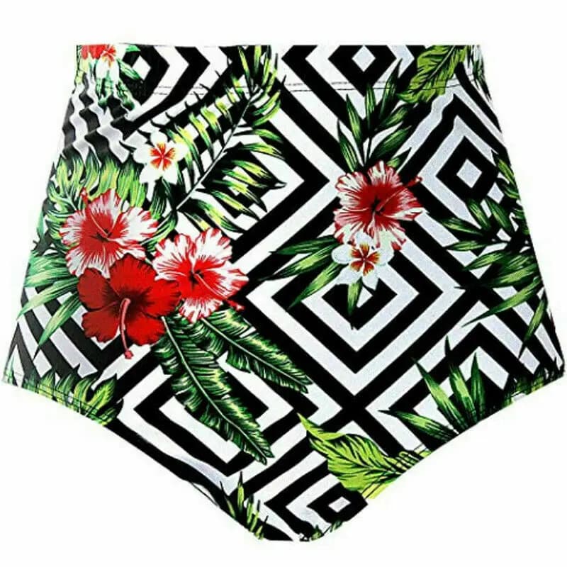 Été femmes taille haute Bikini bas maillot de bain floral maillot de bain slips maillot de bain mail