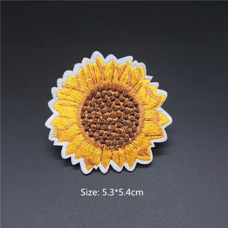 Patch taille tournesol pour vêtements, bande brodée pour vêtements, couture, décoration bricolage, f