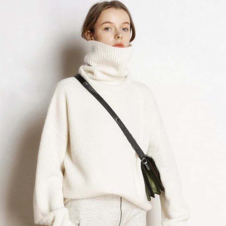 Pull en laine DY pour femme, col roulé chaud, pulls décontractés pour femme, haut côtelé, automne et