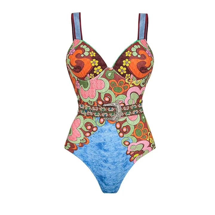 Maillot de bain une pièce bloc de couleur avec jupe, maillot de bain pour station balnéaire, contrôl