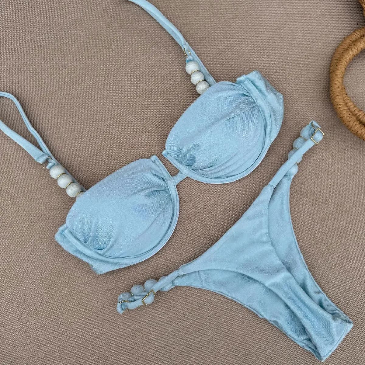 Maillot de bain deux pièces sexy push-up pour femme 2025 – Ensemble bikini micro rayé tendance pour 