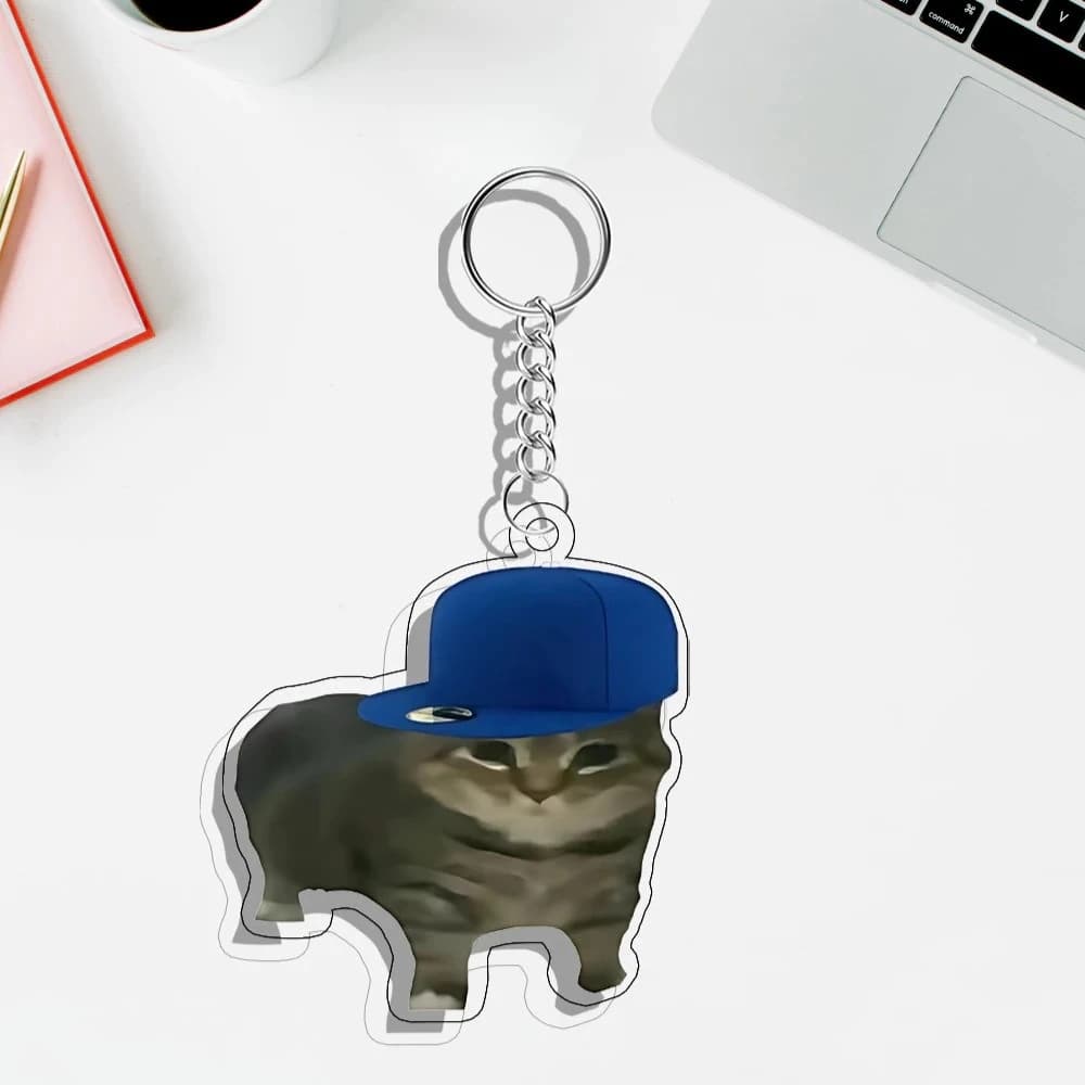 Porte-clés en acrylique avec chats mignons et amusants, pendentif pour sac de femme, porte-clés, obj