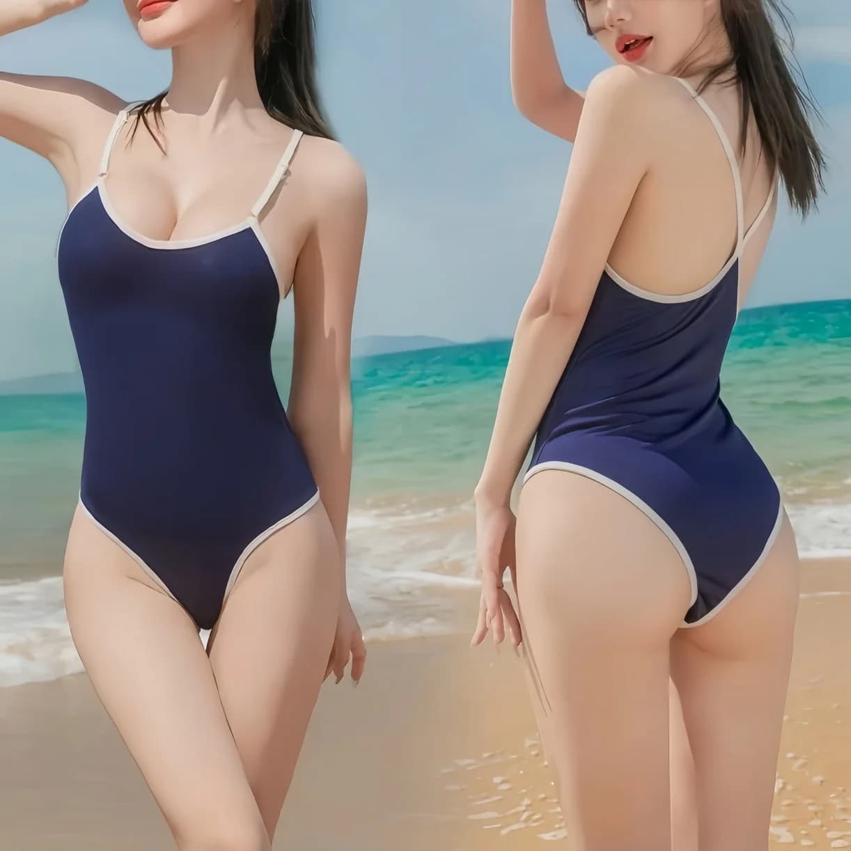 NEWBatteries-Maillot de bain de style japonais pour femmes, grande taille, sexy, une pièce