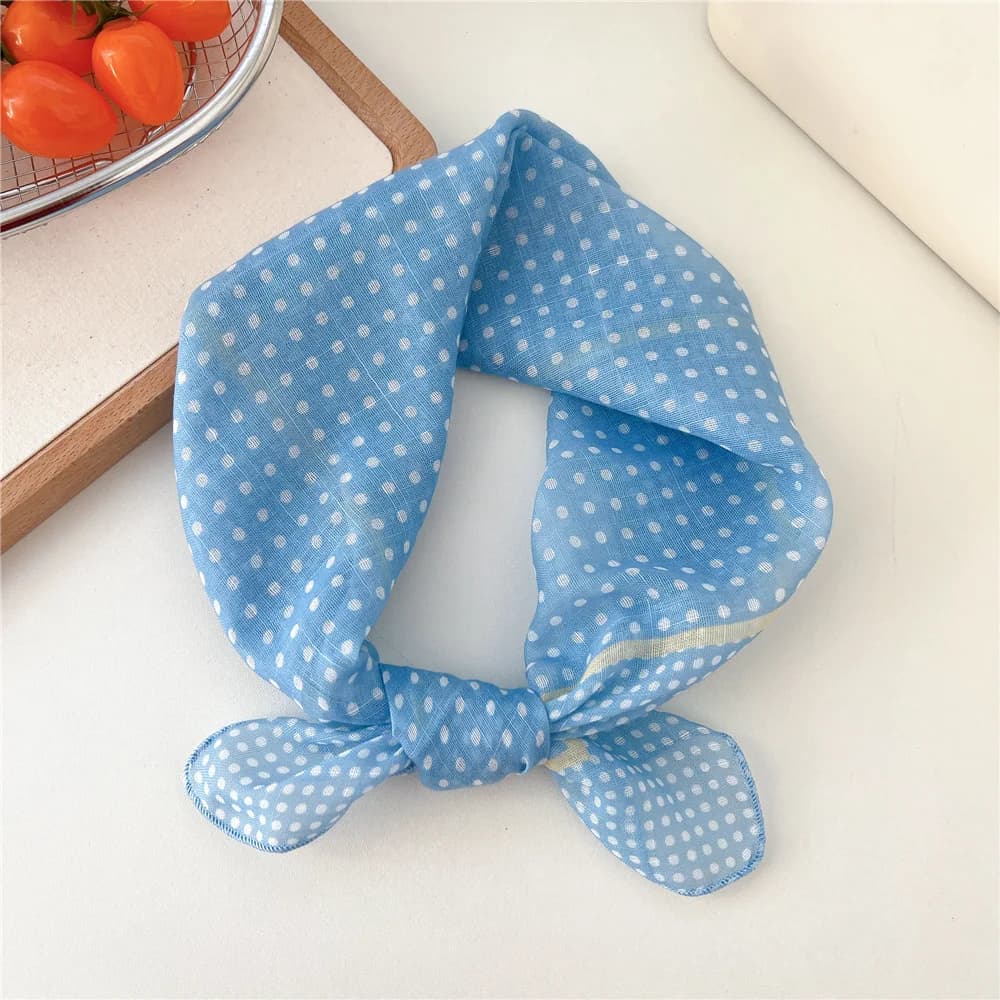 Foulard bandana en coton pour femmes, petit hijab, imprimé floral, mouchoir pour cheveux, carré 55cm