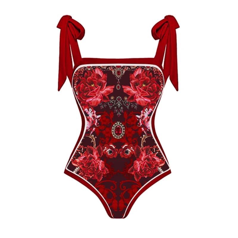 Ensemble de maillot de bain deux pièces à fleurs pour femmes, avec bretelles à nœud papillon, paréo,