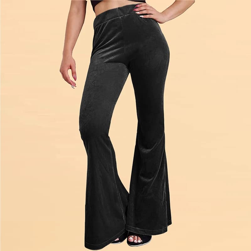 Pantalon évasé en velours pour femme, pantalon à cloche, coupe couvertes, taille haute, décontracté,