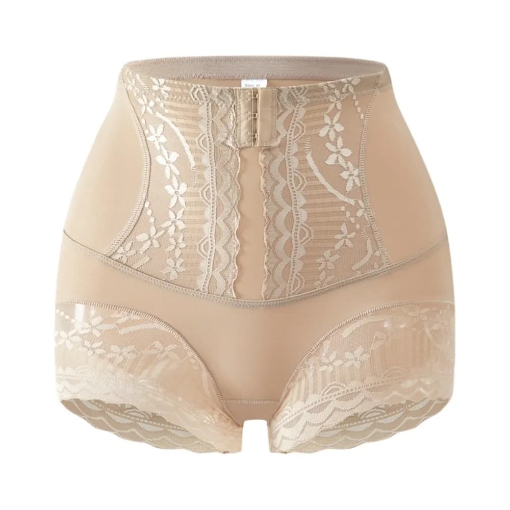 Culotte gainante taille haute en dentelle avec boucle, style shorty, effet rehausseur de fesses et a