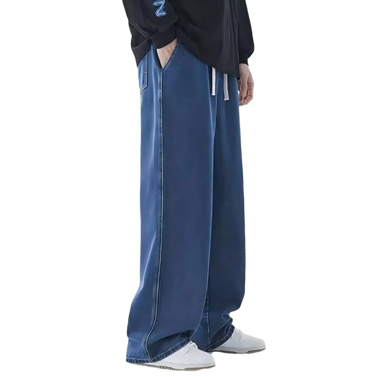 2025 Jean ample à jambes larges pour hommes, pantalon en denim ample rétro Y2K punk taille basse pou