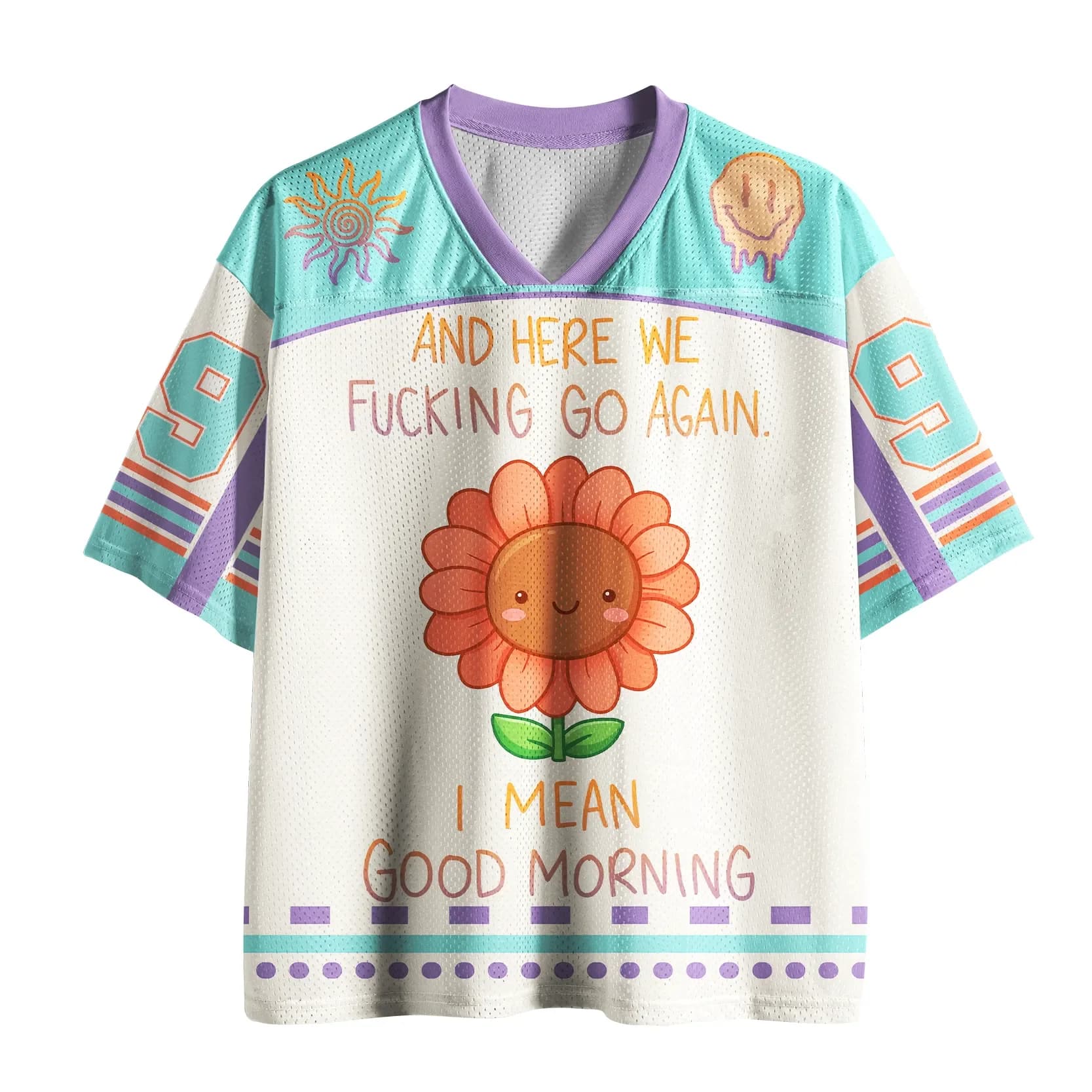 Maillot de football imprimé 3D motif tournesol amusant, avec slogan anglais « Good Morning », pour h