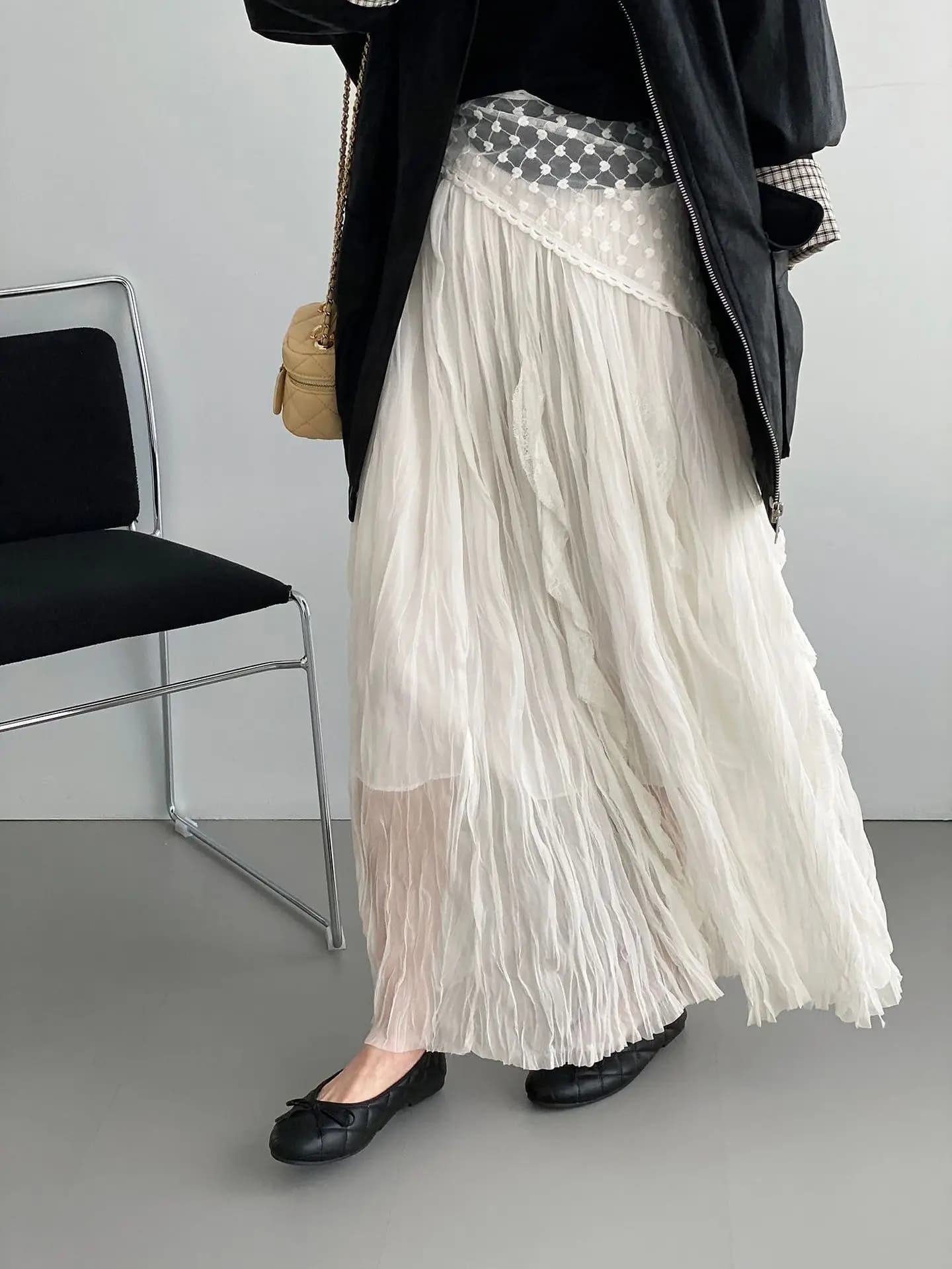 Nouvelle jupe élégante en dentelle à taille élastique pour femme 2026