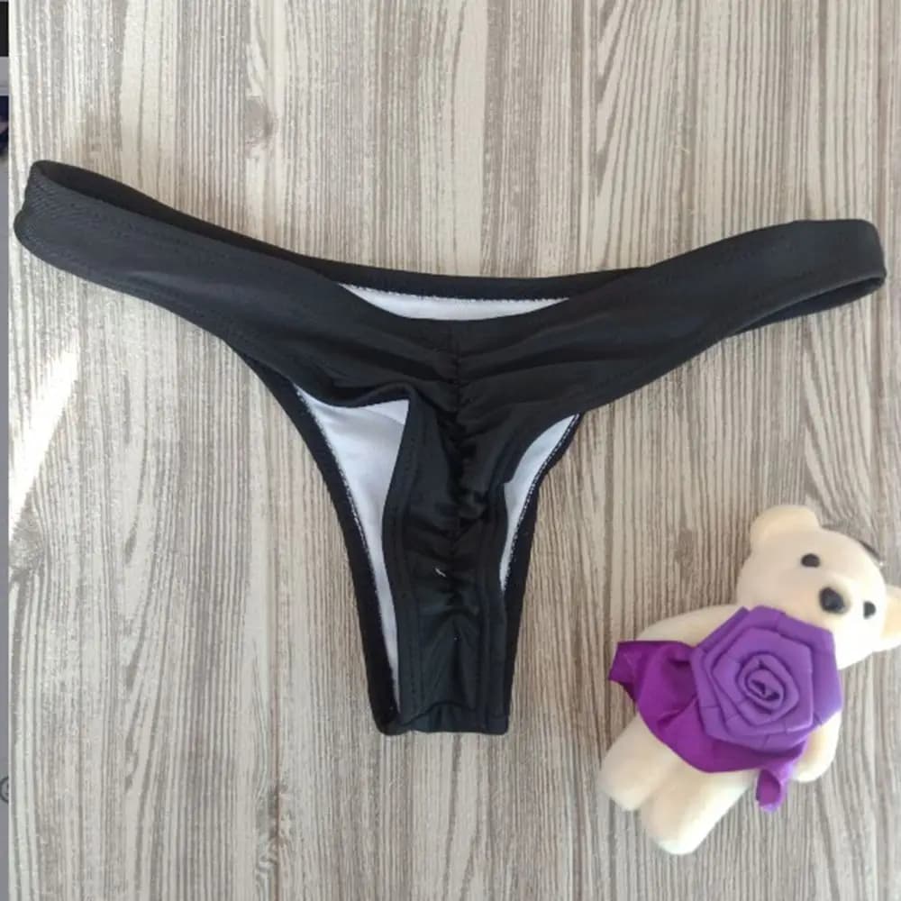 Maillot de bain en forme de T pour femmes et filles, string sexy, bikini plissé, maillot de bain sol