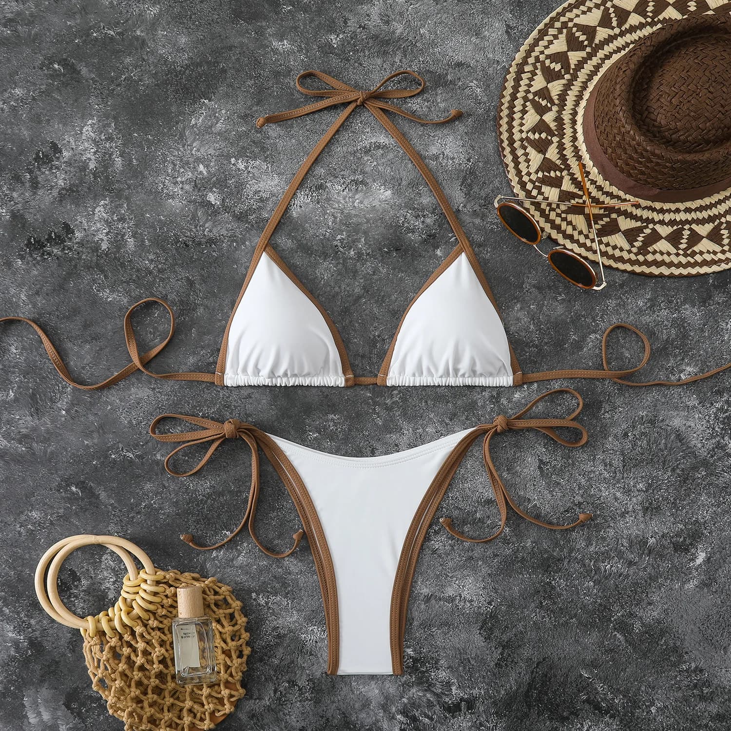 Tenues de Vacances Ensembles de Bikinis pour Femmes Bikinis Micro String Brésiliens Sexy Maillots de