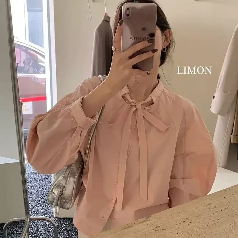 Thé vert citron, début d'automne, col Unique français, chemise pour femme, nouveau tempérament