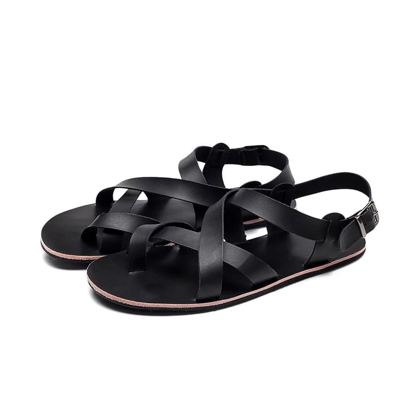 Été hommes mode Rome en cuir véritable sandales ceinture conception bout ouvert sandales homme Simpl