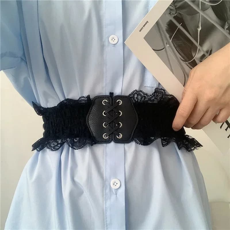 Corset Lolita Gothique en Cuir pour Femme, Large, Amincissant, Taille artificiel astique Sexy