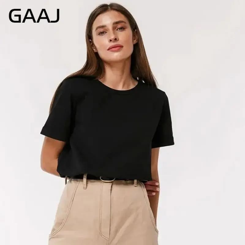 T-shirt uni à manches courtes pour femmes, t-shirts monochromes décontractés, streetwear uni, haut d