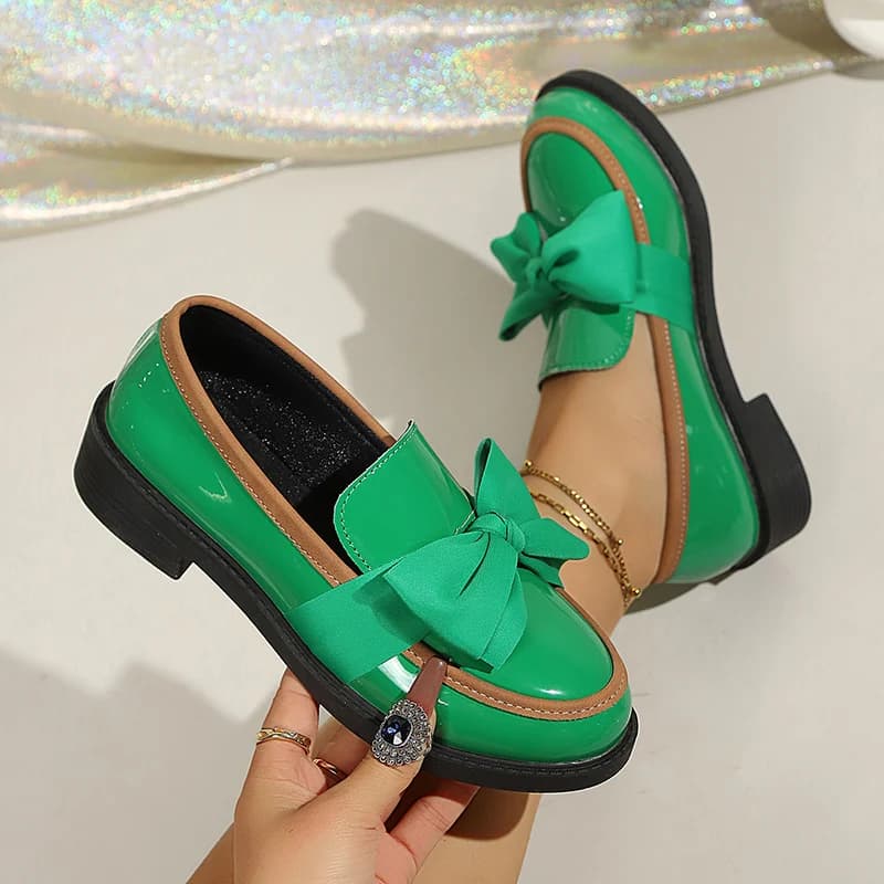 Mocassins à nœud papillon grande taille 43 pour femme, collection automne 2026, chaussures Oxford à 