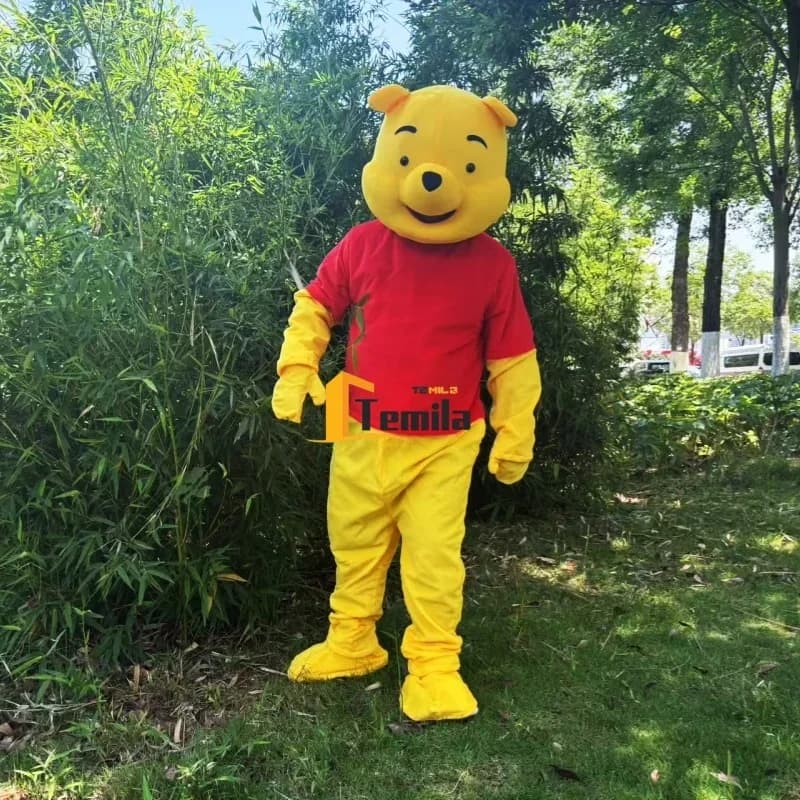 Costume de mascotte Winnie l'ourson réaliste taille adulte pour fête d'anniversaire, spectacle publi