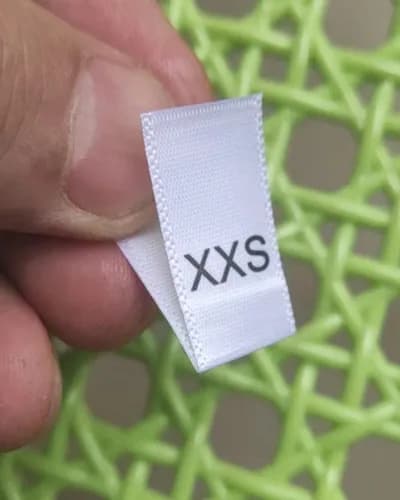 Étiquette de dimensionnement en tissu satiné, impression blanche, taille attro XXS, XS, S, M, L, XL,