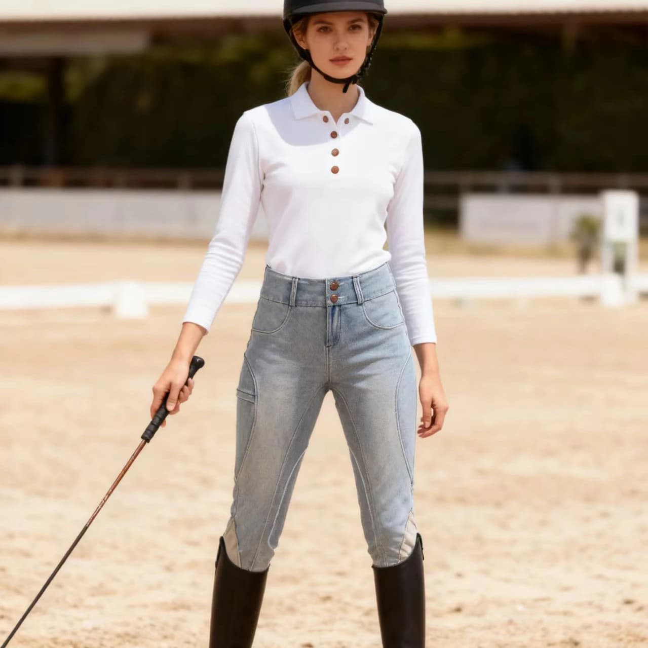 Pantalons d'équitation en jean pour femmes, taille haute, extensibles, coupe skinny