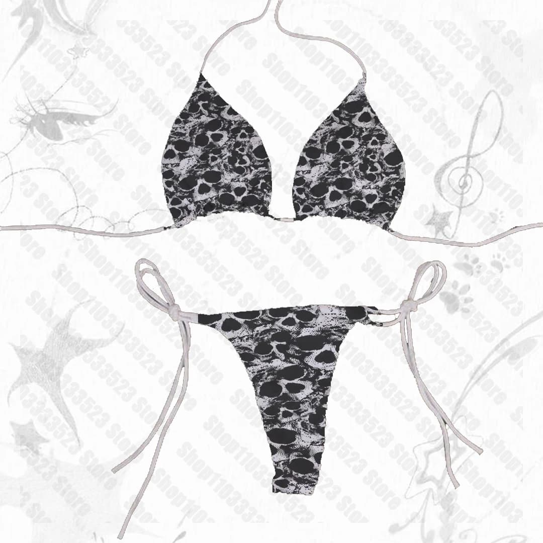 E-girl Sexy Bikini esthétique imprimé Bikini Goth Punk Kawaii imprimé Bikini Vintage Harajuku fée ma