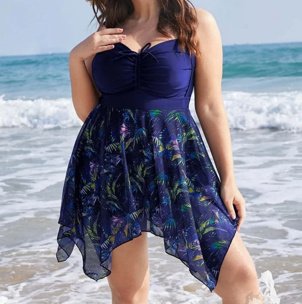Femmes grande taille une pièce maillot de bain ventre contrôle maillot de bain Skirtini couvrir mail