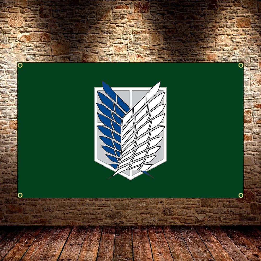 Bannière de dessin animé drapeau attaque sur Titan 60x90cm, 90x150cm, tapisserie d'art de dessin ani