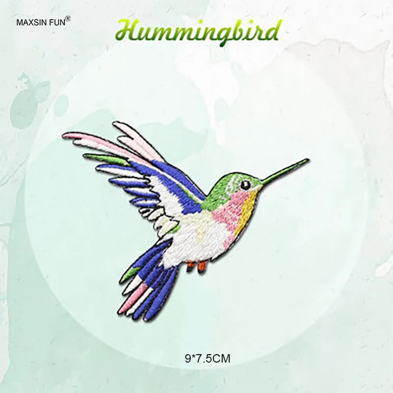 Patch colibri de dessin animé mignon pour vêtements, autocollant à repasser, décoration DIY, autocol