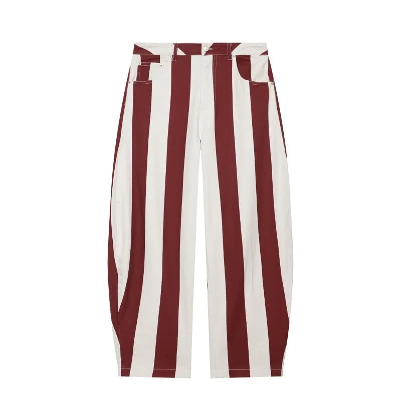 Jeans en denim rayé pour femme, taille haute, style Mom, pantalon décontracté ample pour l'été, stre
