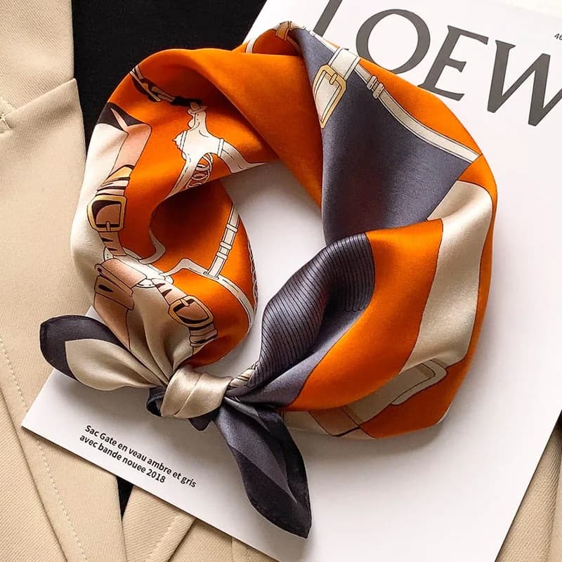 Femmes 70*70 cm carré Foulard en soie/écharpes de luxe enveloppement 2025 cheveux cravate bande sac 