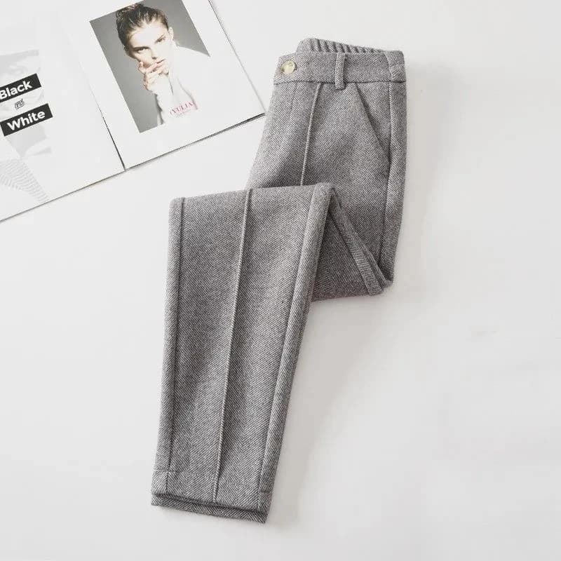 Pantalon en laine pour femme, taille haute, velours élastique, épais, sarouel décontracté, vêtements