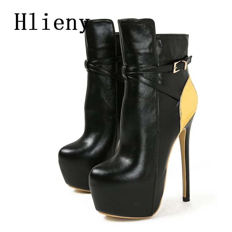 Hlieny-Bottes de rinçage à plate-forme extrême pour femmes, Parker rond, talons hauts fins, chaussur