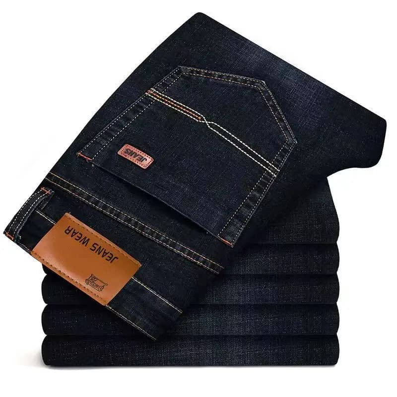 Nouveau Jean Classique Homme, Pantalon en Denim Noir Doux Style Biker, Taille 32-38