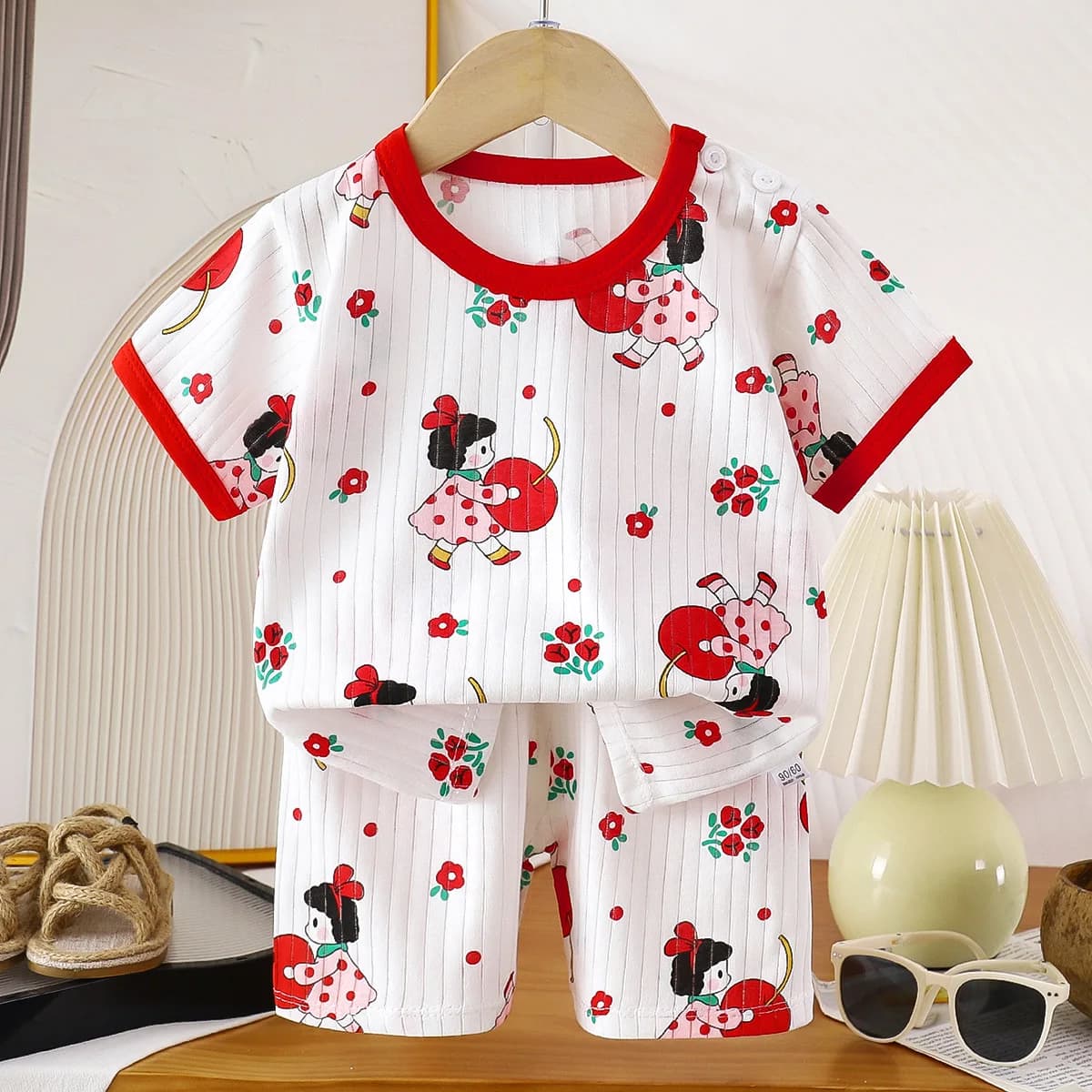 Ensemble de vêtements pour enfants, 2 pièces, T-shirt, costume d'été en coton, Short pour filles, vê