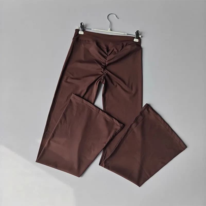 Pantalon plissé taille haute à jambes larges pour femmes, automne, croix, Sexy, hanche pêche, Micro 