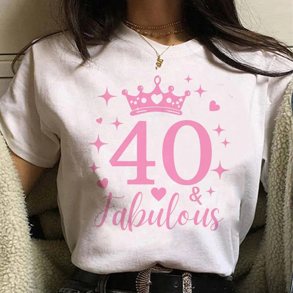 T-shirt japonais pour femmes, 40 ans, 40e anniversaire, Y2K, vêtements de bande dessinée graphiques