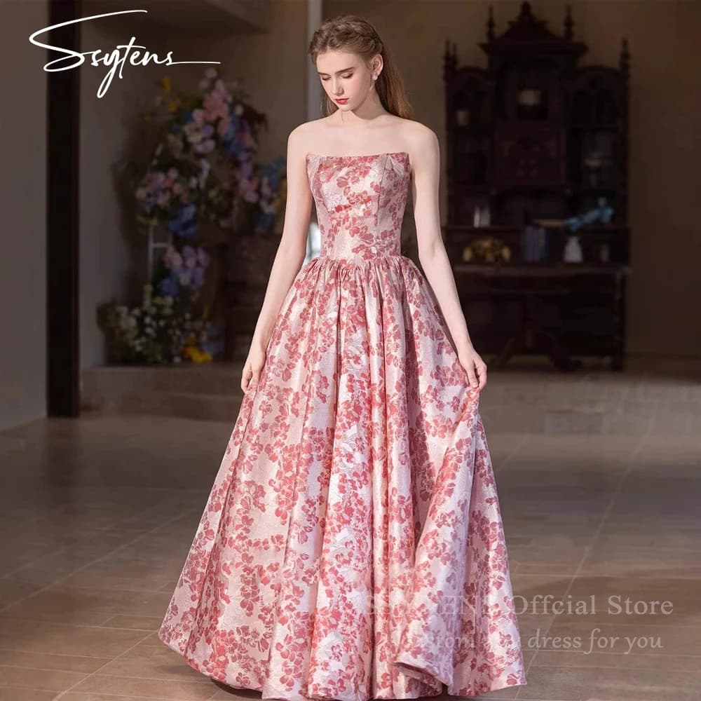 SSYTENS – robe de soirée princesse rose, avec dentelle et imprimé floral, grande taille, pour mariag