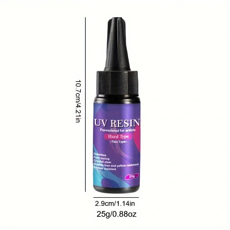 Résine UV transparente disponible en 5 tailles : 25g/60g/100g/200g/500g, idéale pour la décoration a
