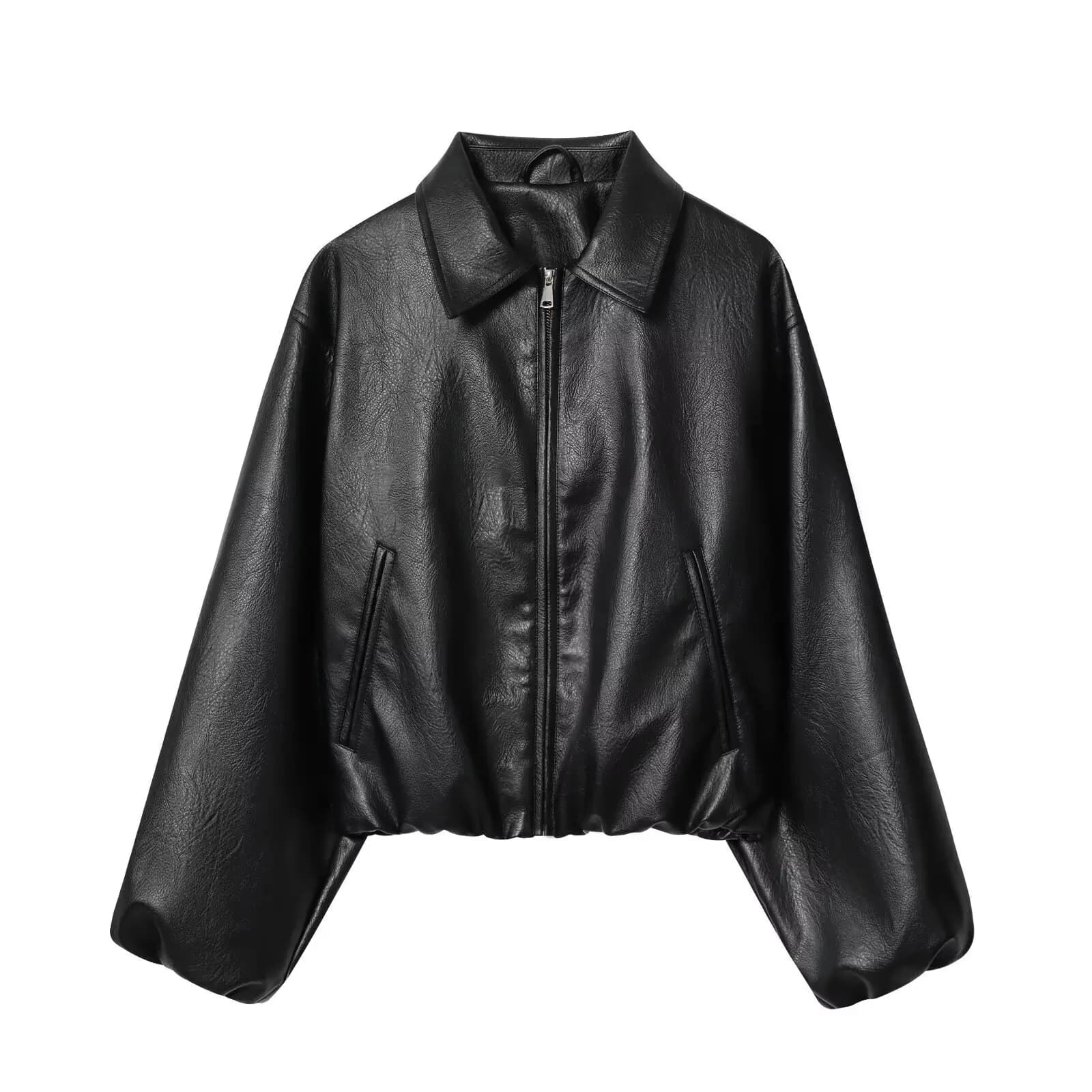 Veste bombardier en Faux cuir pour femmes, manches longues, Chic, vêtements d'extérieur, élastique, 