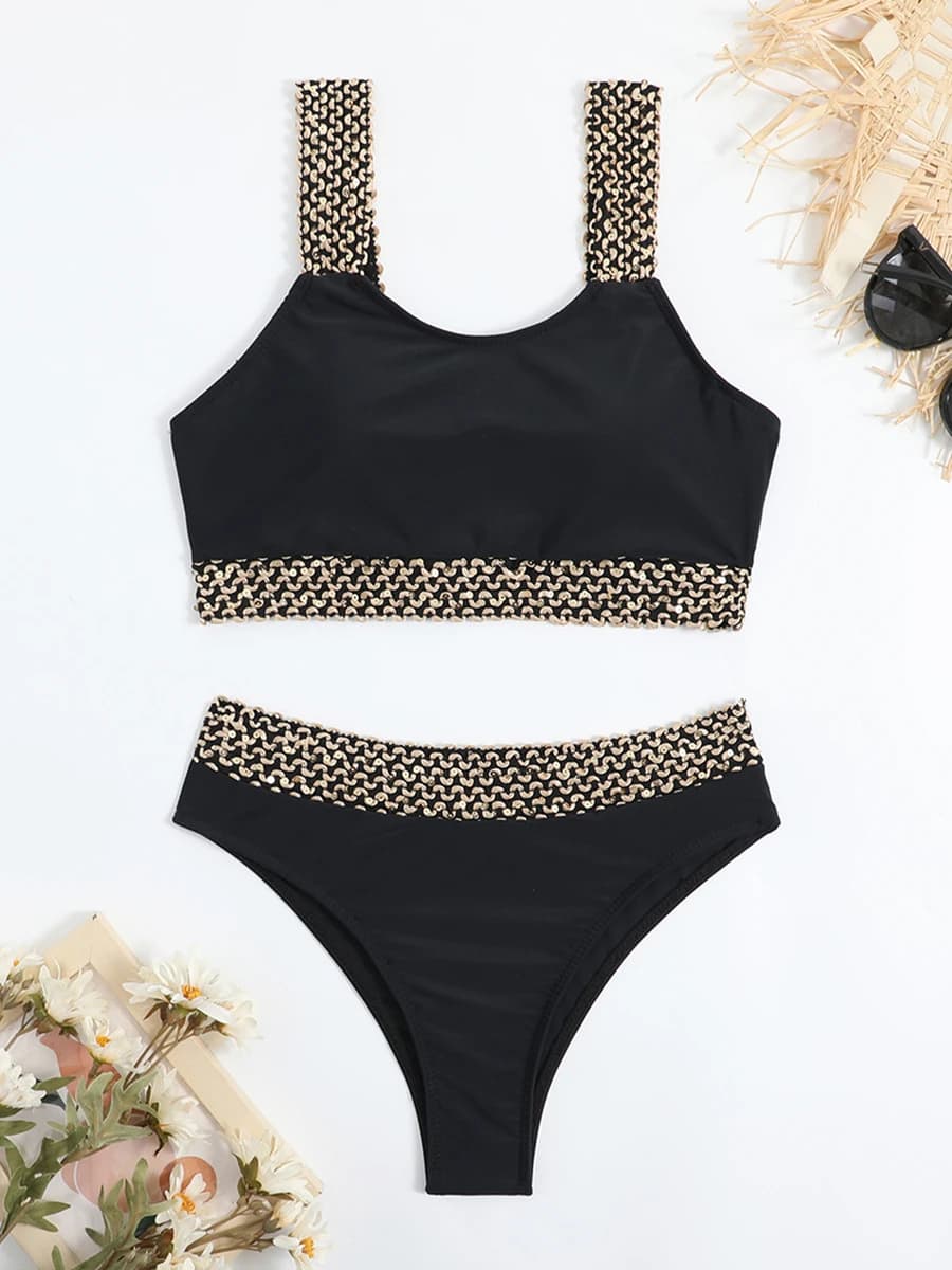 Sexy taille haute Bikini femmes coupe haute maillot de bain femme rembourré maillot de bain maillots