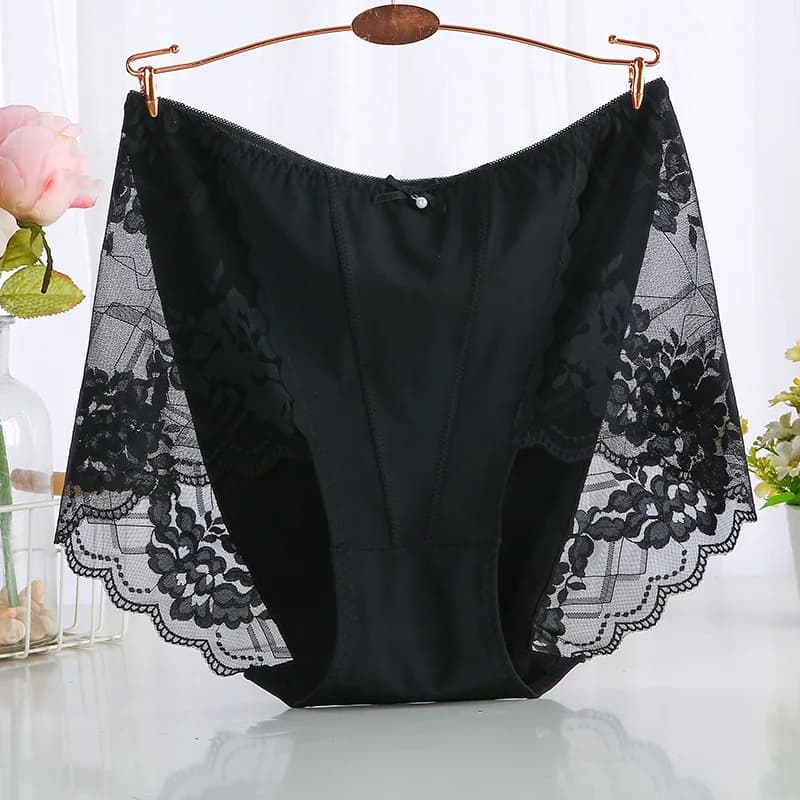 Culotte en dentelle grande taille pour femmes, sous-vêtements féminins Sexy, soie transparente, Ling