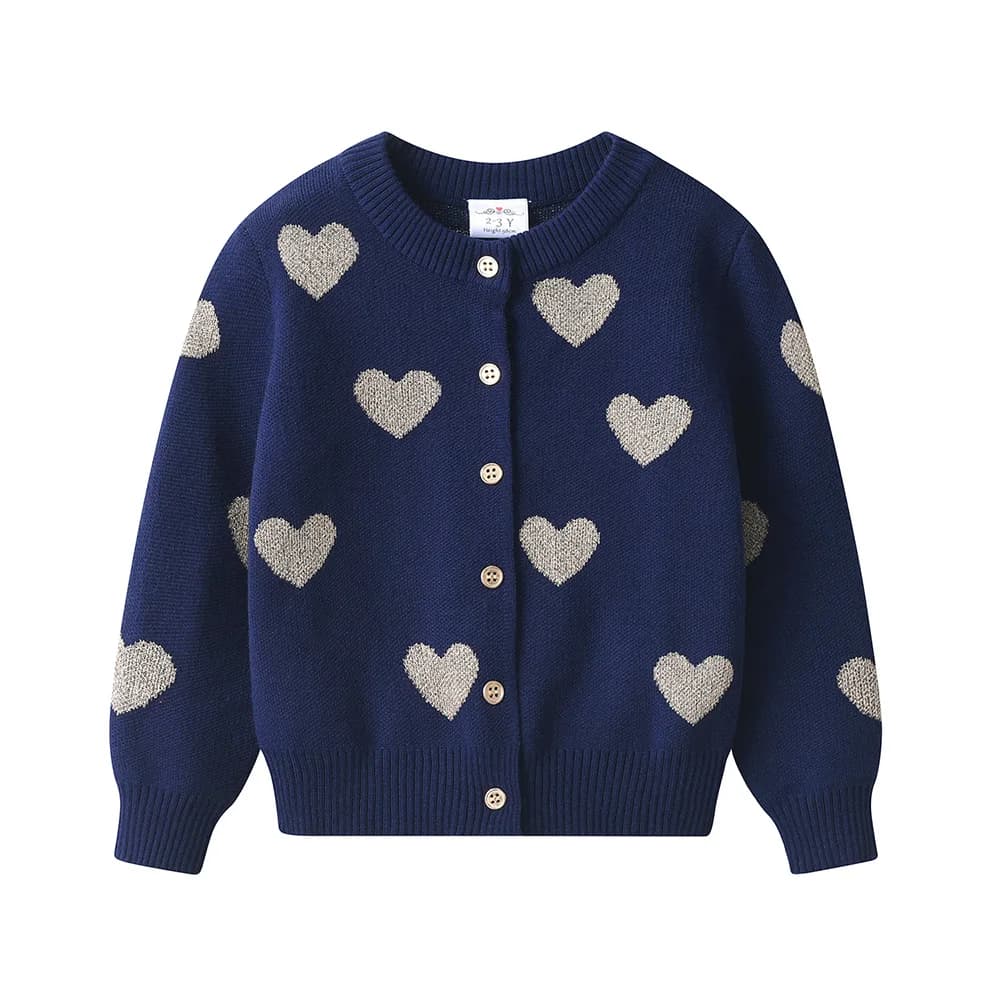 VIKITA-Cardigan en forme de cœur pour filles, pull pour enfants, vêtements d'extérieur pour tout-pet
