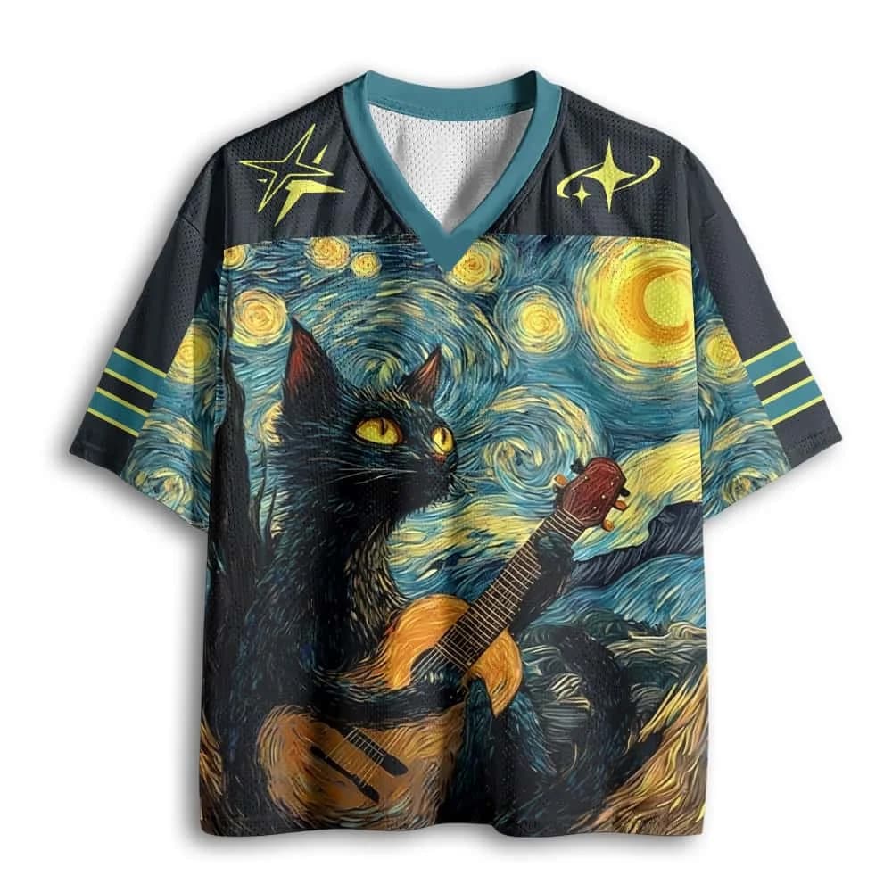 T-shirt en jersey à thème chat amusant, chemise à manches courtes contrastées à col en V en maille r