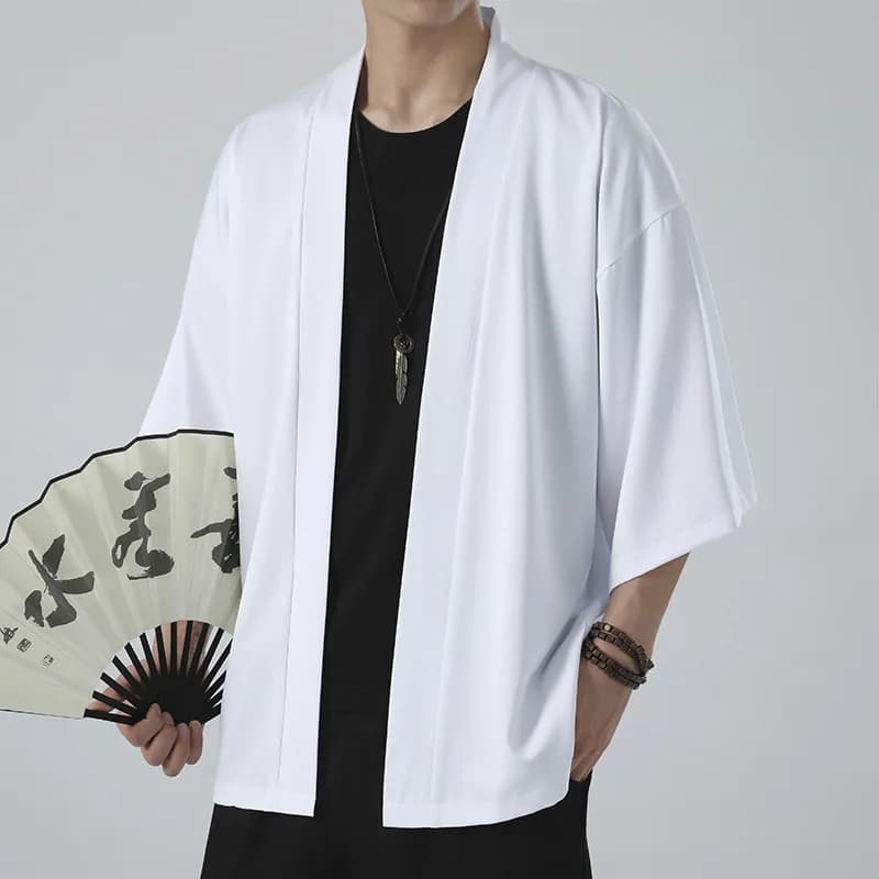 Cardigan Kimono d'été pour hommes et femmes, couleur unie, grande taille 3XL, Costume traditionnel j