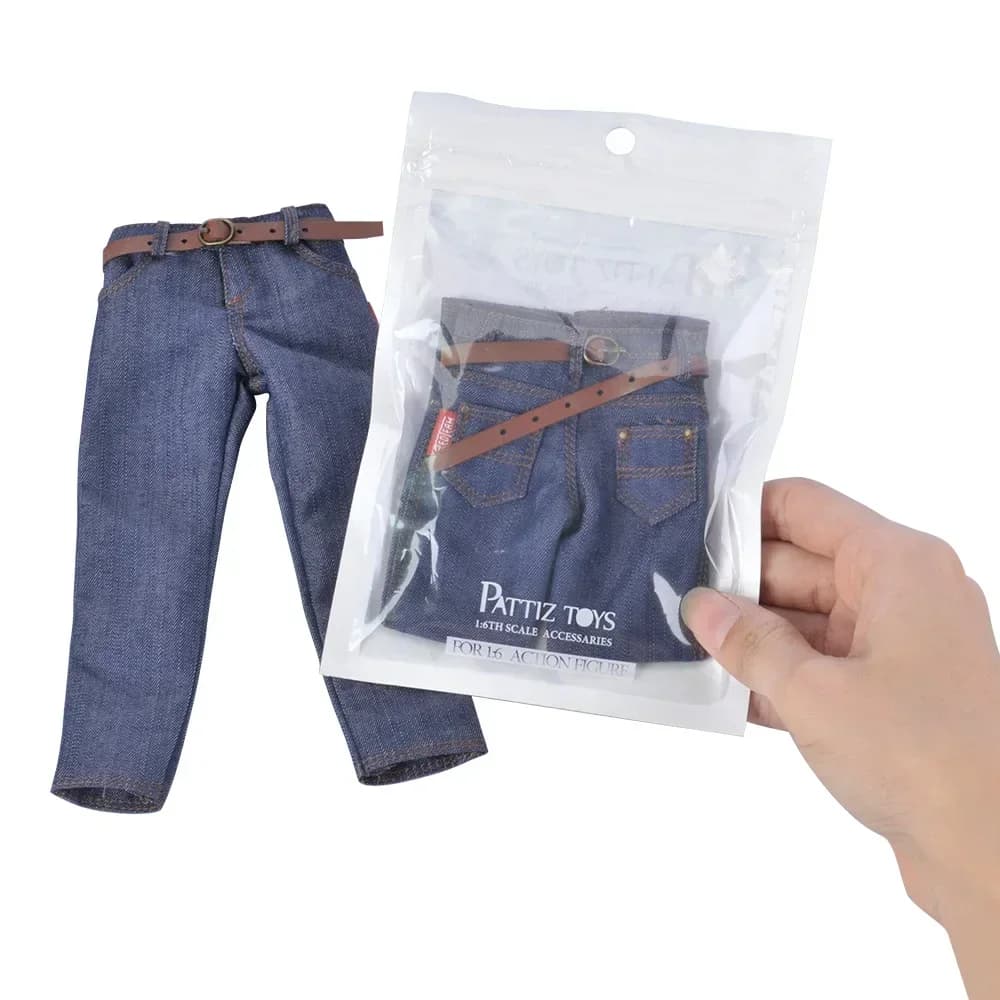 Jeans déchirés à l'échelle 1/6 bleu clair, pantalons vieux avec ceinture noire, modèle de vêtements 