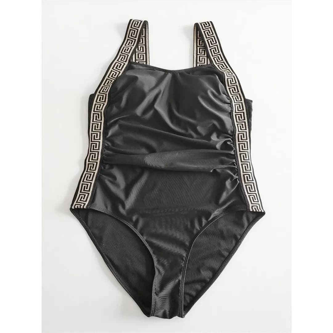 Maillot de bain une pièce grande taille imprimé et sans dos, tailles 0XL à 3XL, pour femme, V7356
