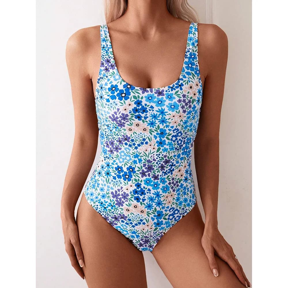 Sexy Floral une pièce femmes maillot de bain 2025 maillots de bain femme col carré maillot de bain f