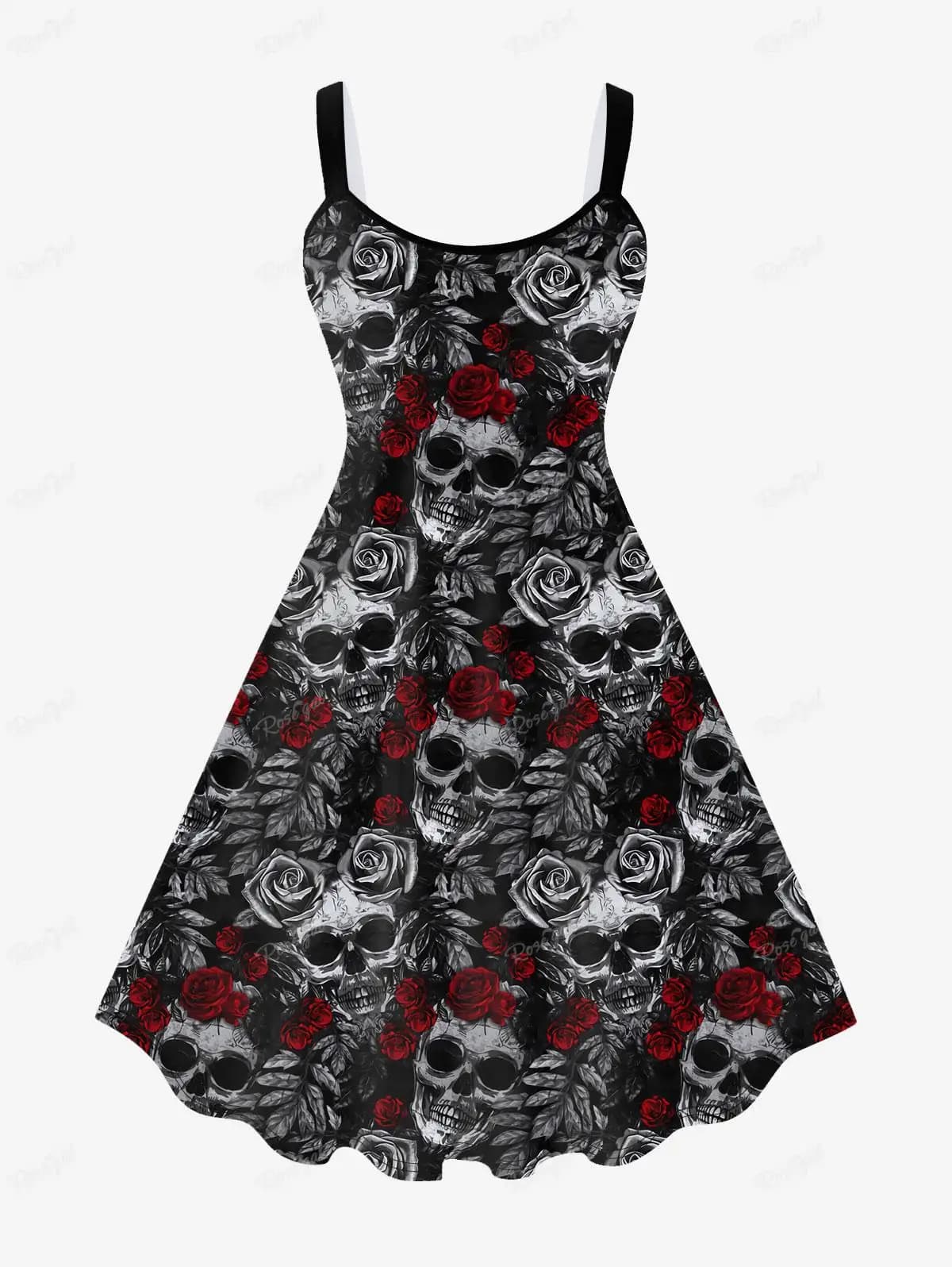 Robe graphique rose tête de mort pour femme, robe imprimée gothique, grande taille, 5XL, printemps, 